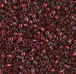 DELICA 10/0 GOLD LUSTER TRANSPARENT RED