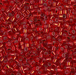 DELICA 10/0 SILVER LINED RED DYED